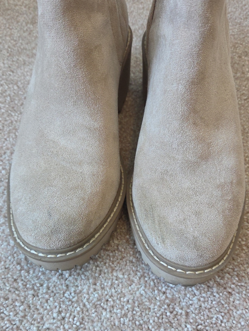 Dolce Vita Beige Suede Chelsea Lug Ankle Boots - Picture 2 of 11
